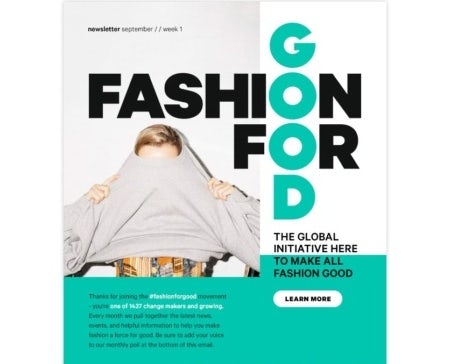 Design de newsletter coloré pour une entreprise dans la mode