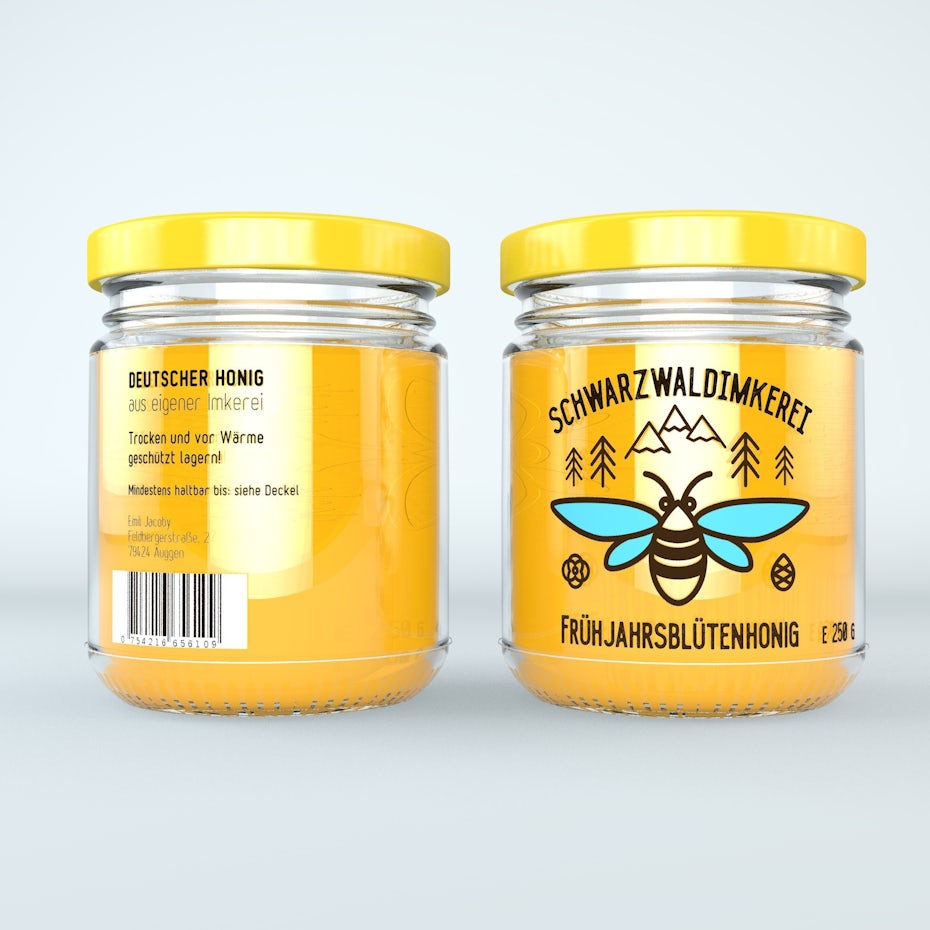 jar of honey and its logo