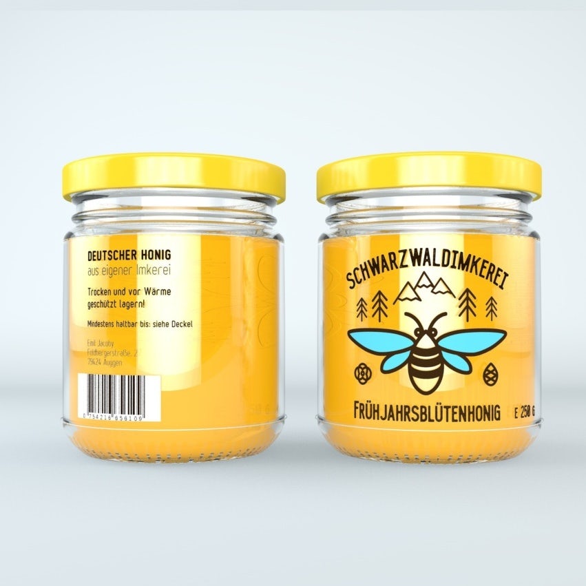 jar of honey and its logo