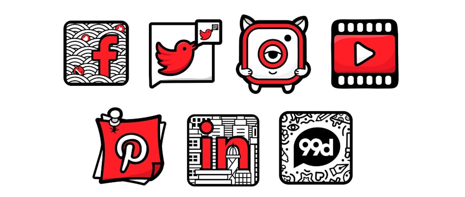 Illustration doodles of social media icons