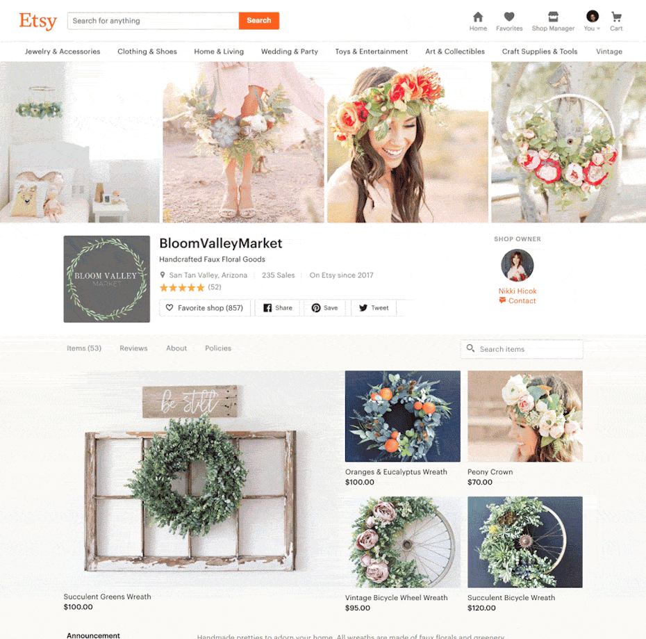 Etsy online marketplace