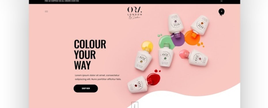 A pink website design for nail polish products