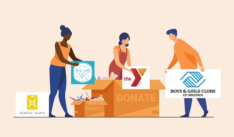 Illustration représentant les logos d'ONG et d'associations caritatives