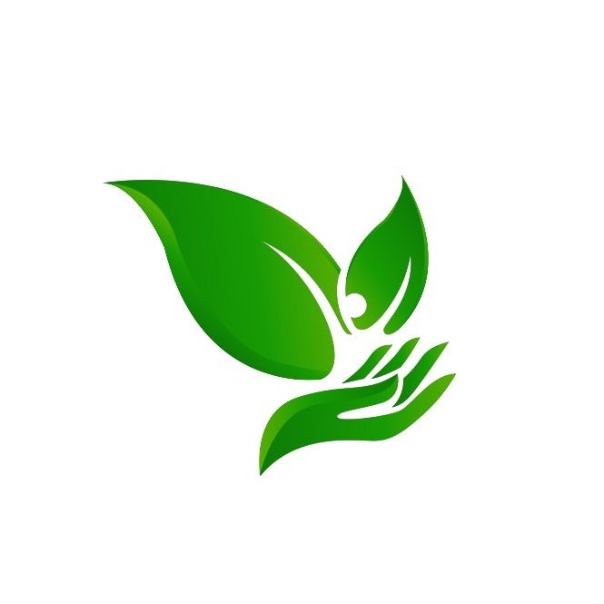 green leaves and a hand environmental logo