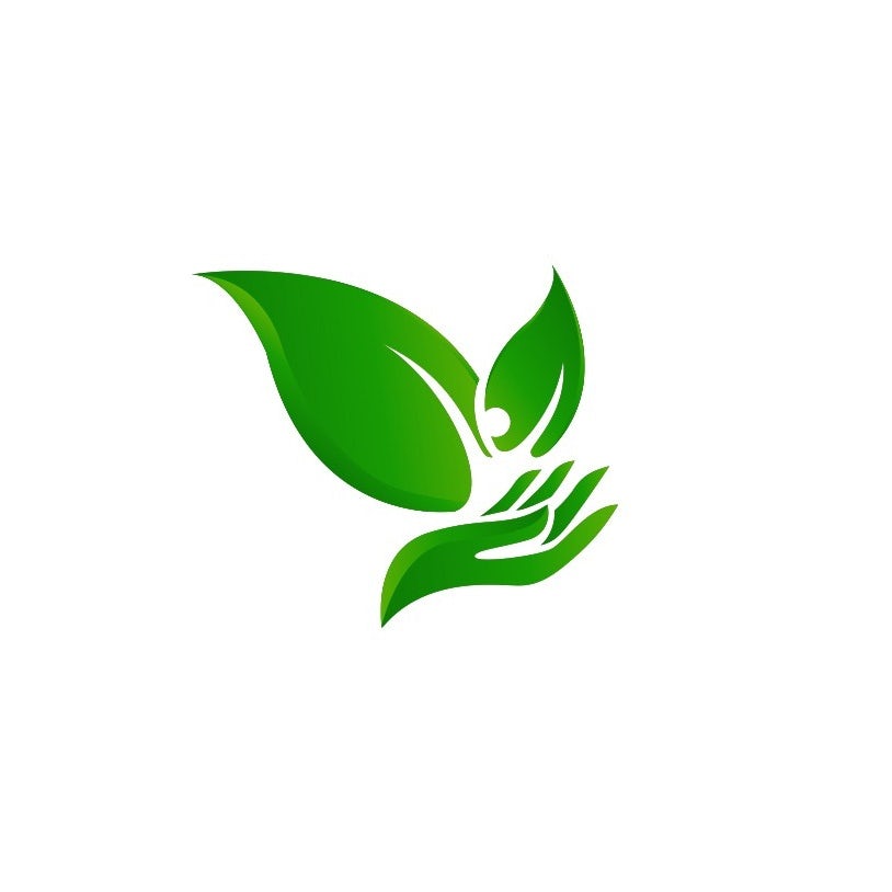 green leaves and a hand environmental logo
