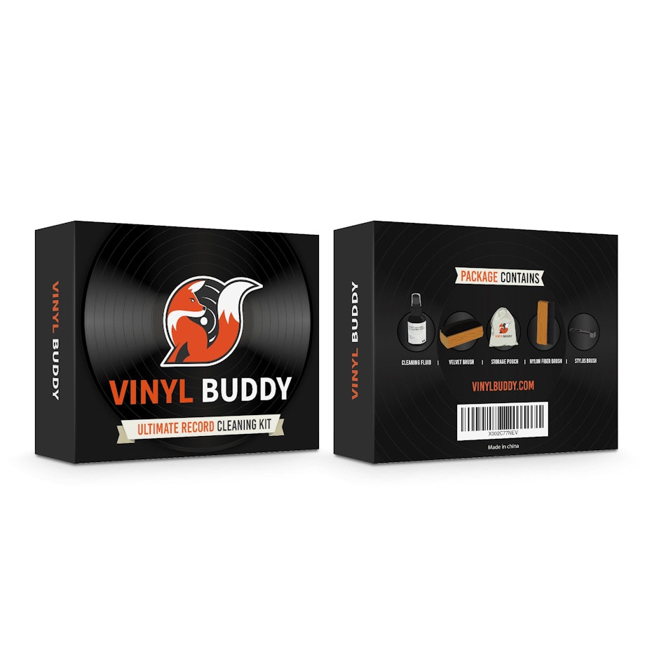 black box with an image of a fox and a vinyl record