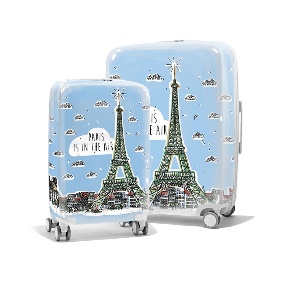 luggage pieces showing Paris design