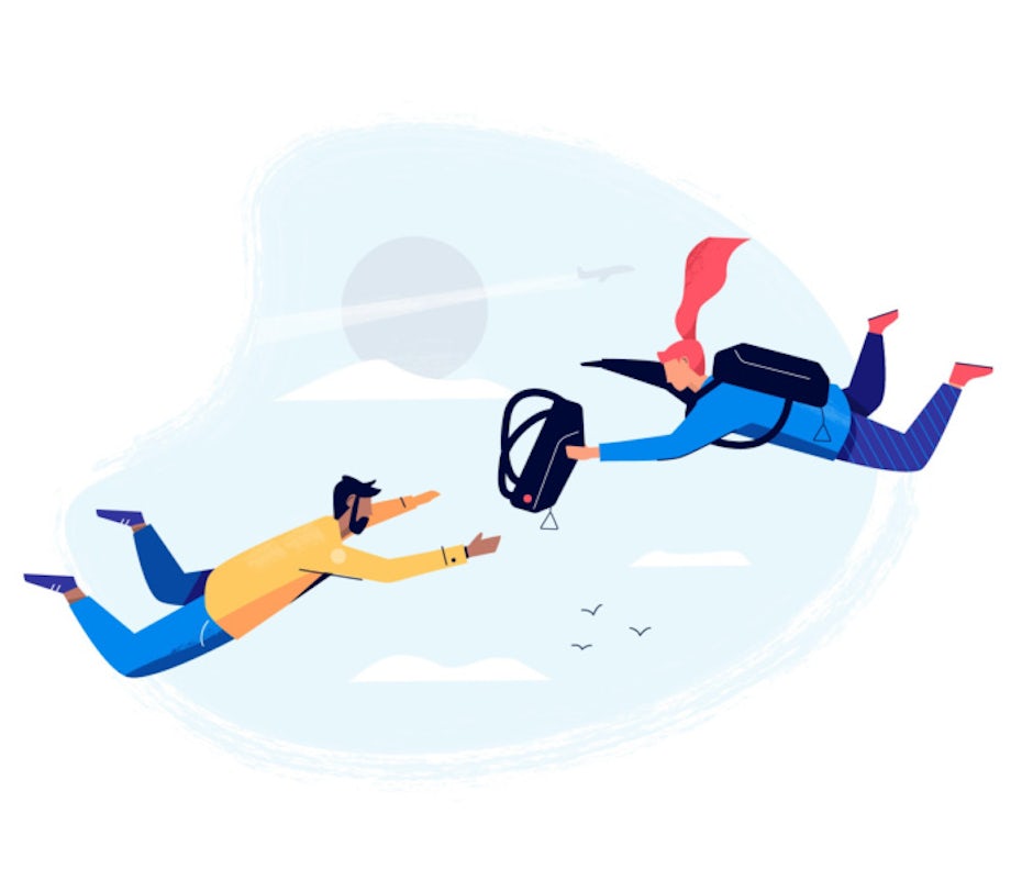 illustration of two people with parachutes