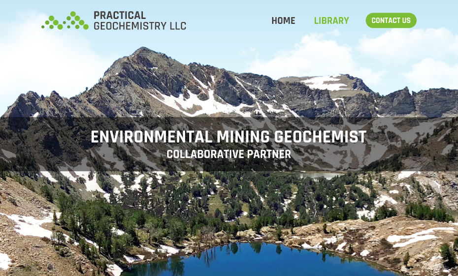 green and white website for a geochemist