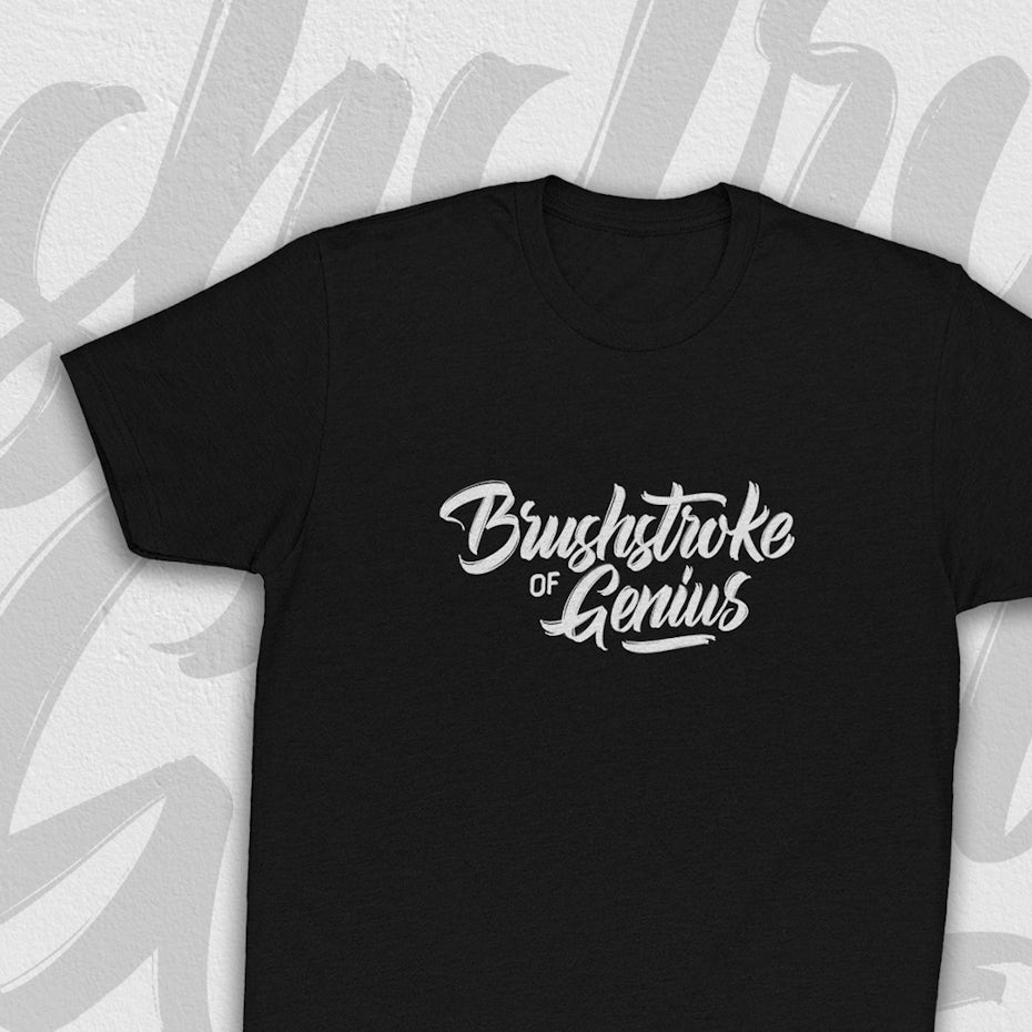 weiß auf schwarz gelettertes Brush Stroke of Genius T-Shirt Design