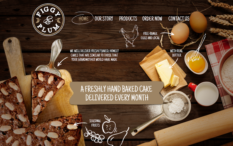 website design for a subscription cake website