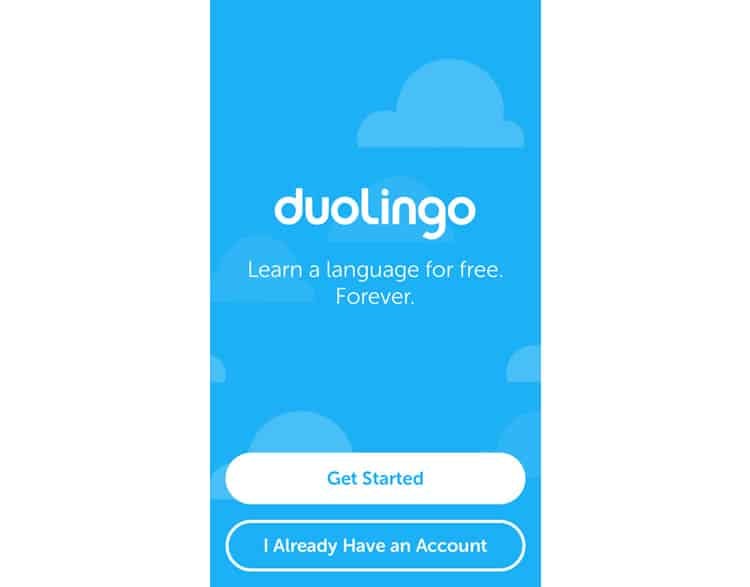 The splash screen for DuoLingo