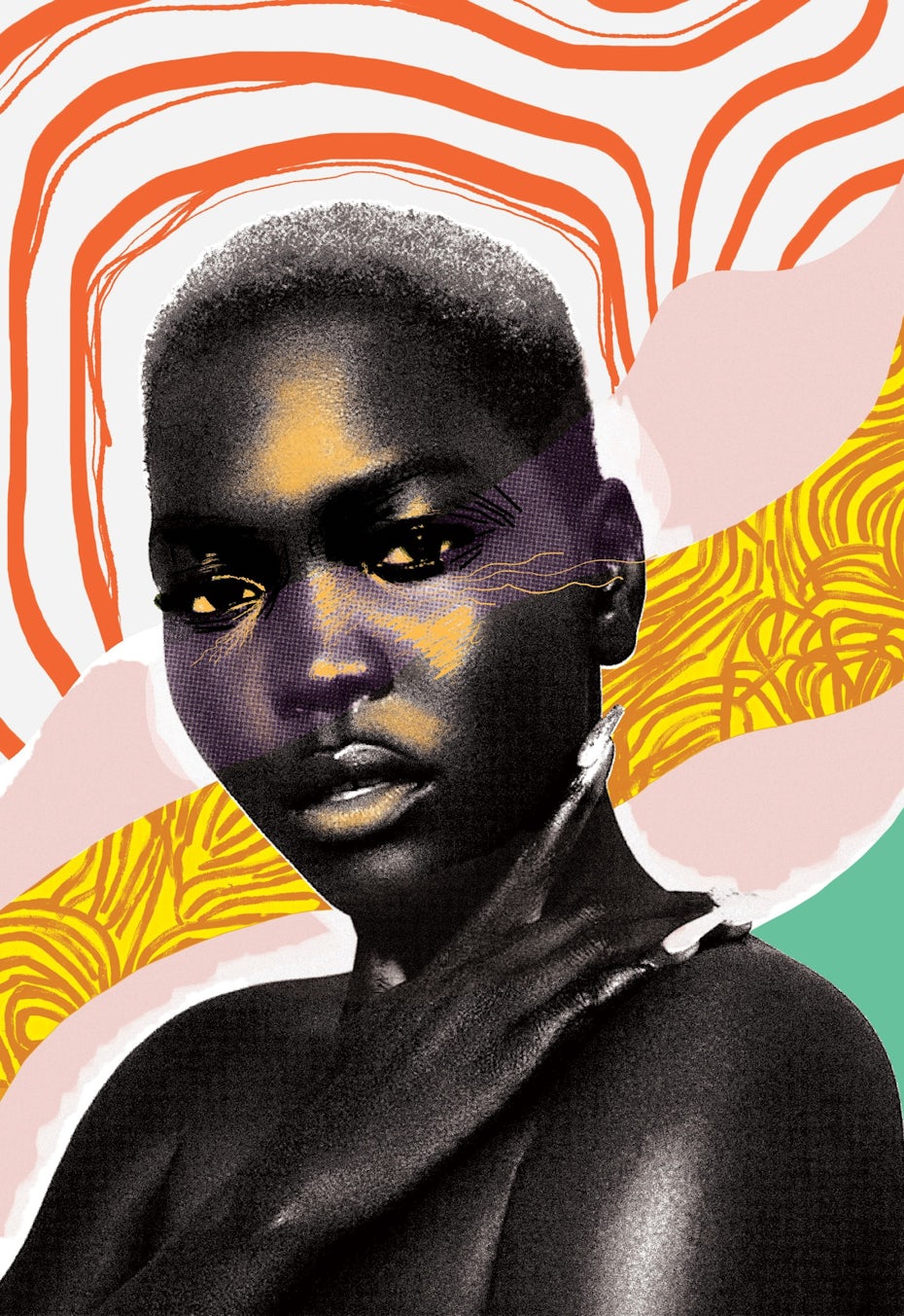 Abstract photo and portrait collage for cosmetic brand
