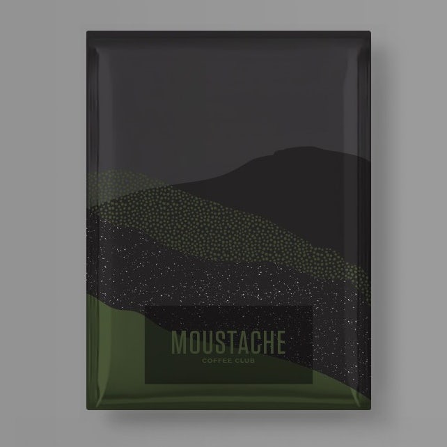 coffee packaging in gray and green color blocking