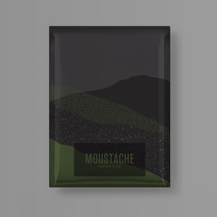 coffee packaging in gray and green color blocking