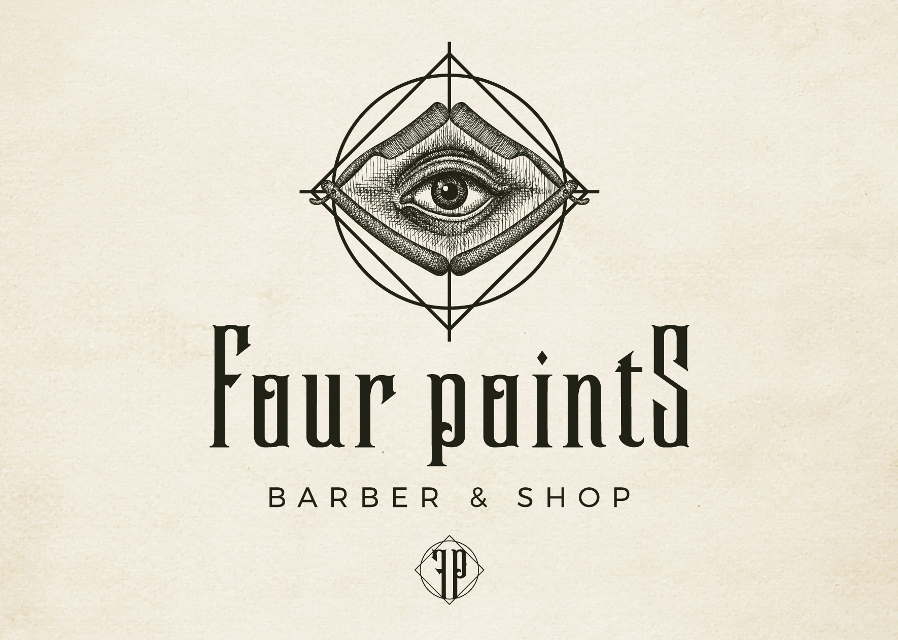 Sketch Style Barber Shop Logo Showing An All-Seeing-Eye