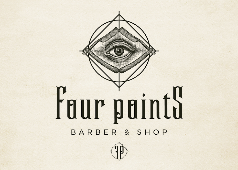 Sketch style barber shop logo showing an all-seeing-eye