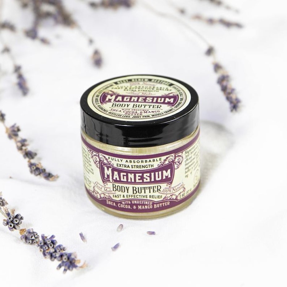 skincare product canister with a vintage-style label