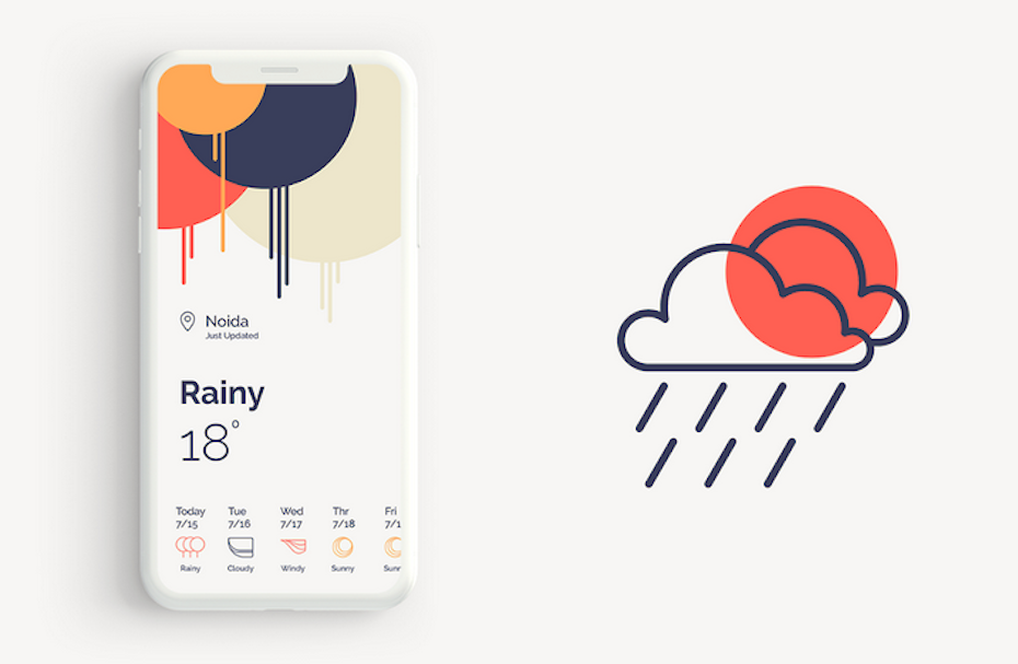 app design trend example of abstract and geometric art