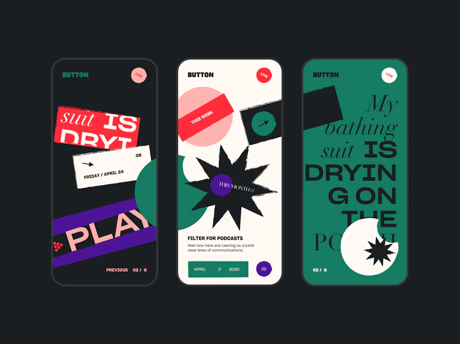 analogue app design trend example with collage style