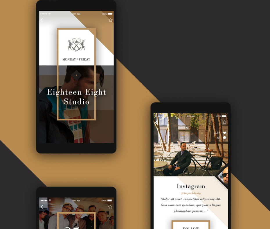 example of app design trend with angled design element