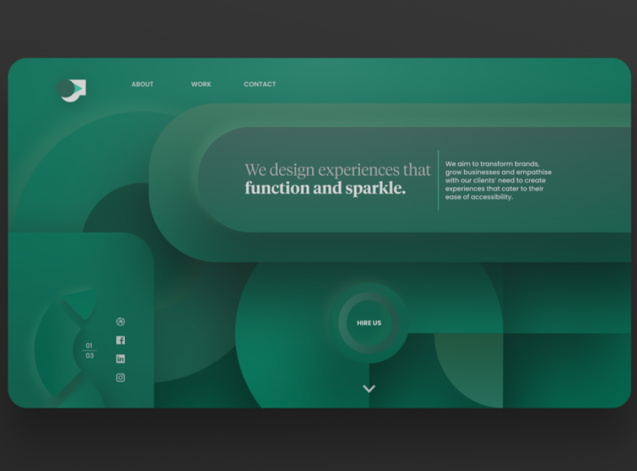 Green neumorphic 3d web page design