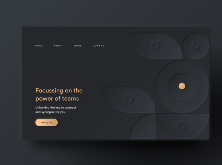 Dark mode neumorphic web page design
