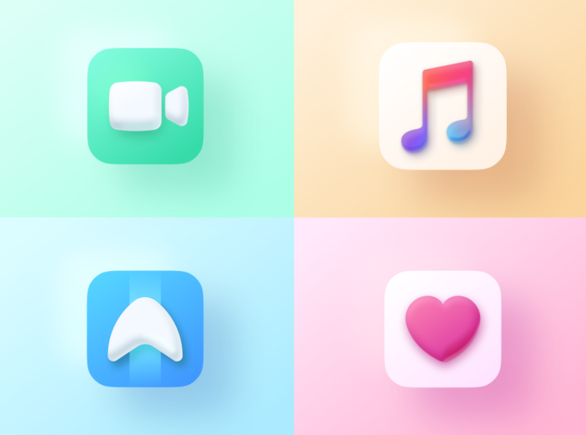 3D app icon designs in Big Sur style