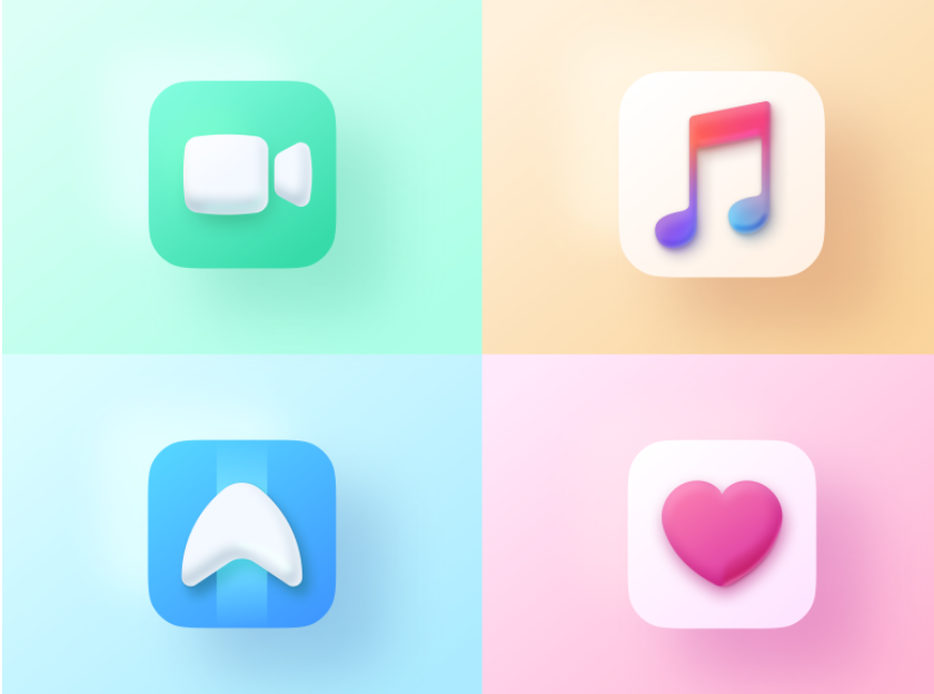 3D app icon designs in Big Sur style