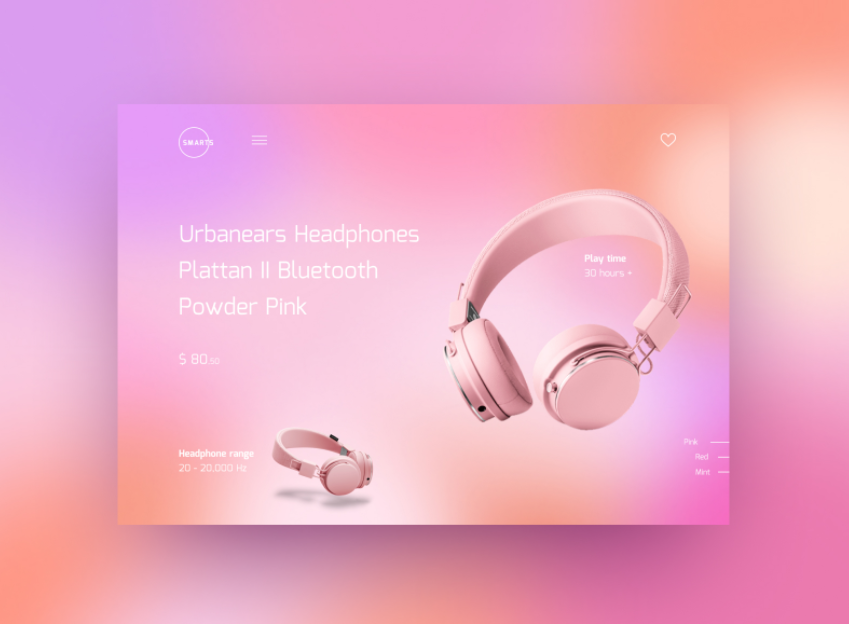 Bright gradient pink color scheme for web page design