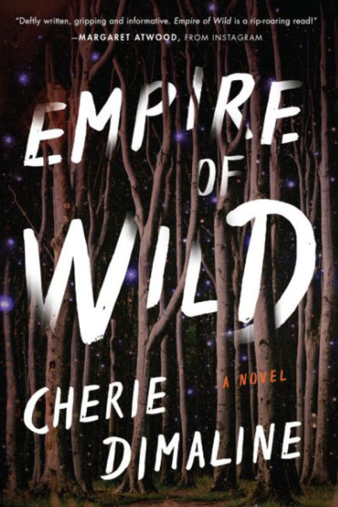 hidden titles book cover trends example: dark-colored book cover with white text and trees