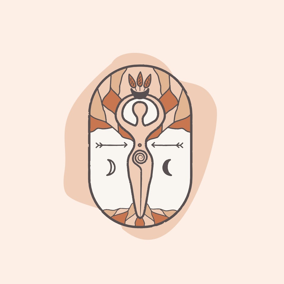 Logo design featuring goddess symbol