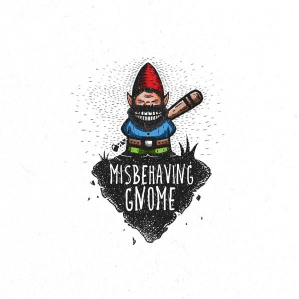 logo design trends example: mean looking gnome logo