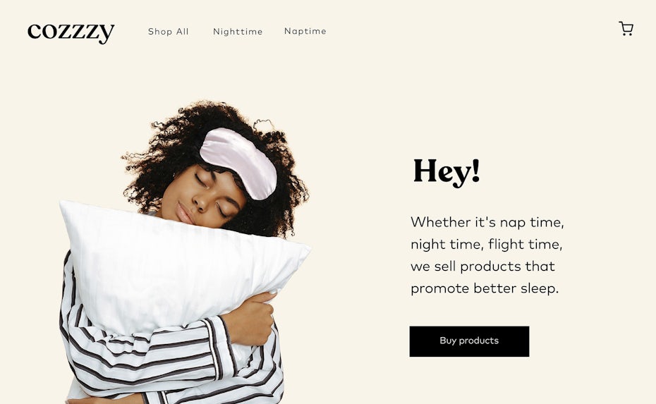 Light tan web page design for mattress company