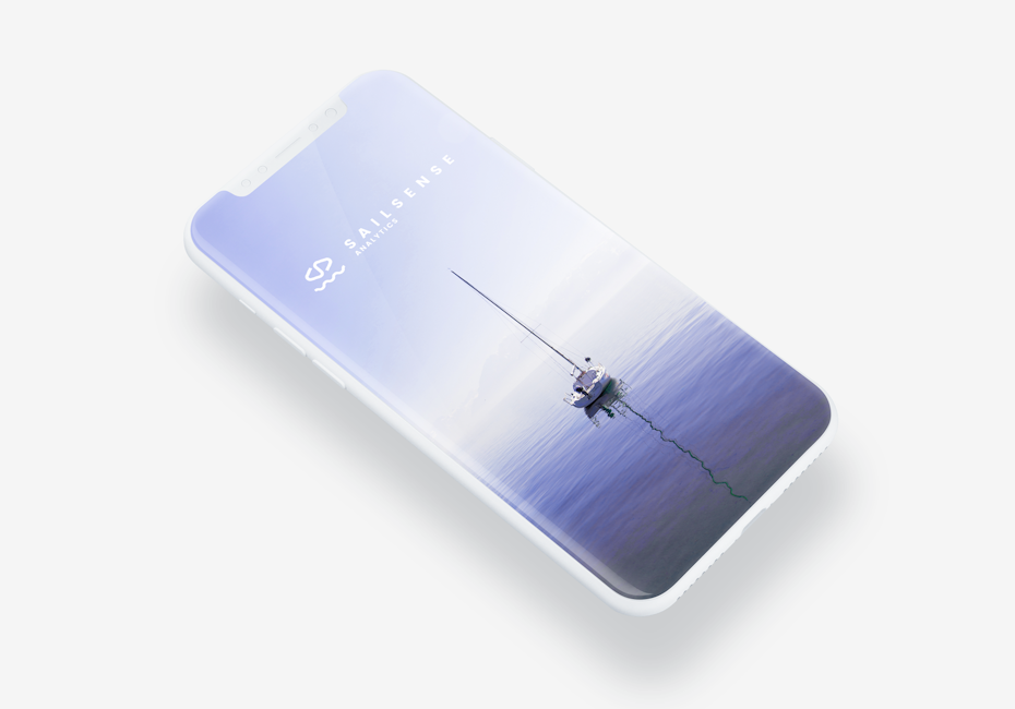 app design showing a sailboat in a wide, purple and white scene