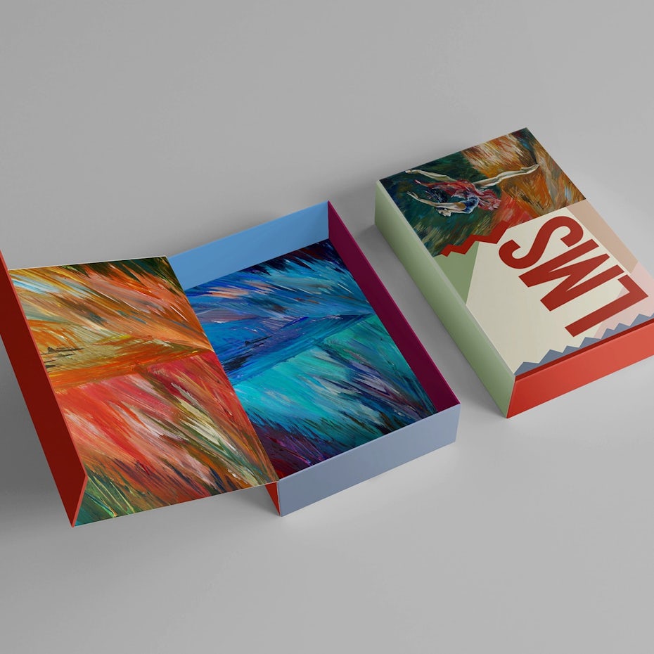 tote bag with a painting-inspired image of a dancer and an abstract box