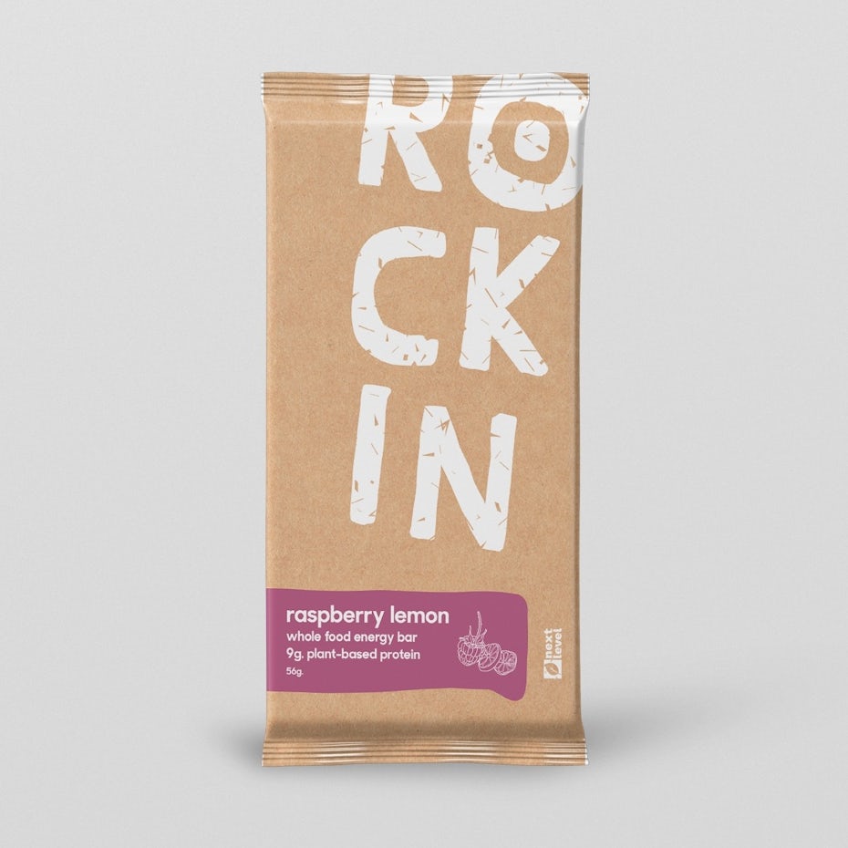 name-focussed packaging design trend: brown packet with white text