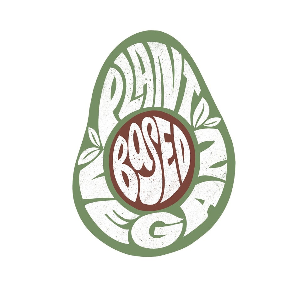 70s style hand-lettering for vegan t-shirt