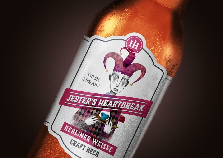 Beer Label Illustration Of A Sad Jester