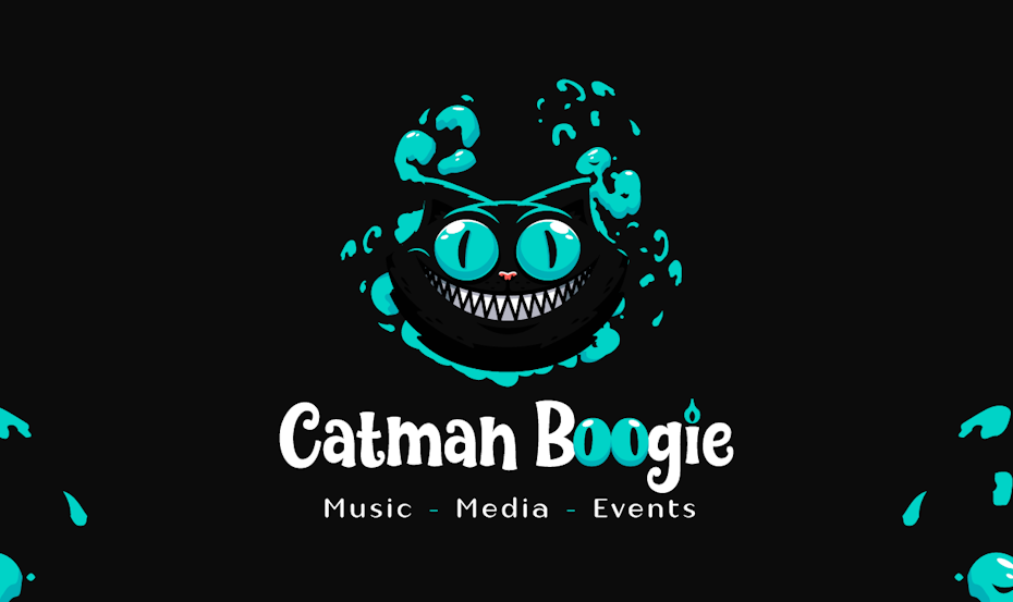 Cheshire cat themed logo design character illustration
