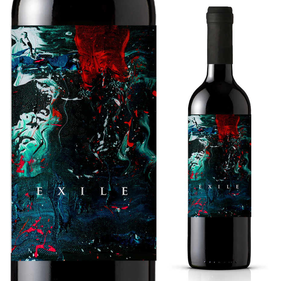 Realistic painting style wine label