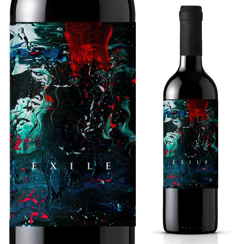 fine art packaging design trend: Realistic painting style wine label