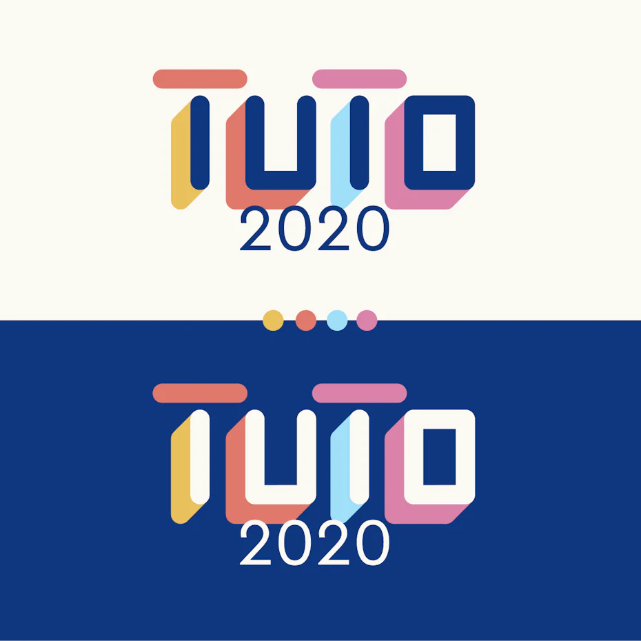 Colorful wordmark logo design with solid shadows