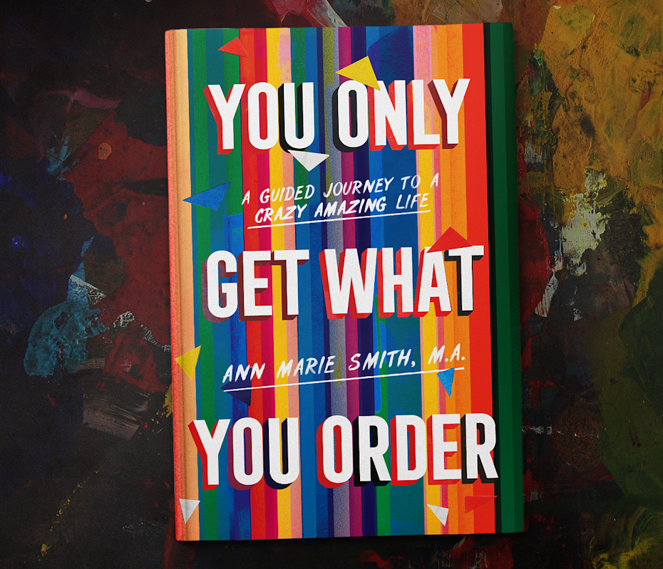 Book cover design with typography with colorful solid shadows