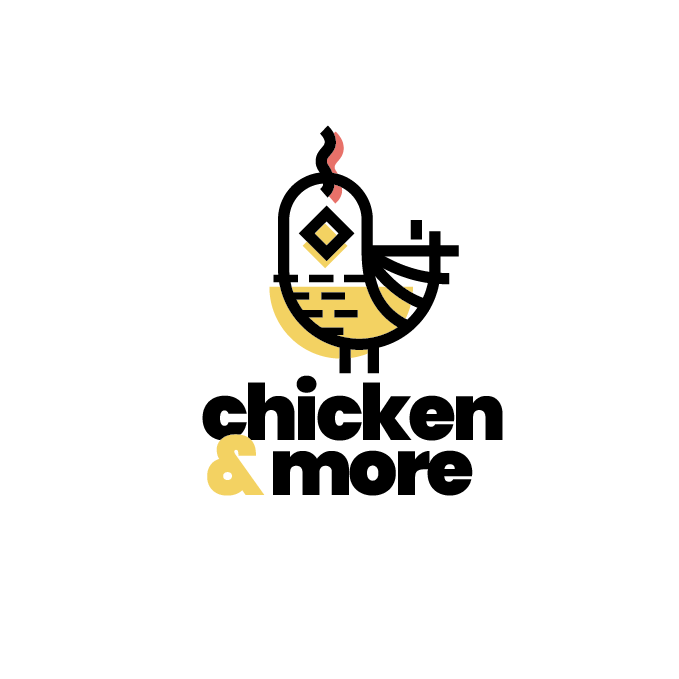 Colorful monoline chicken abstract logo design