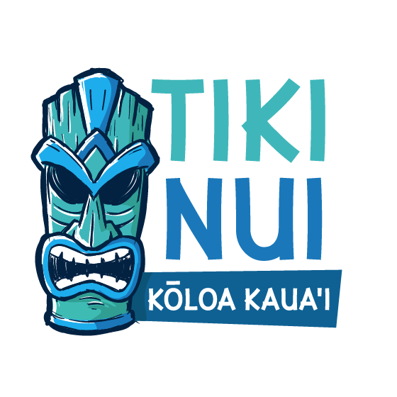 Blue teal tiki illustration logo design