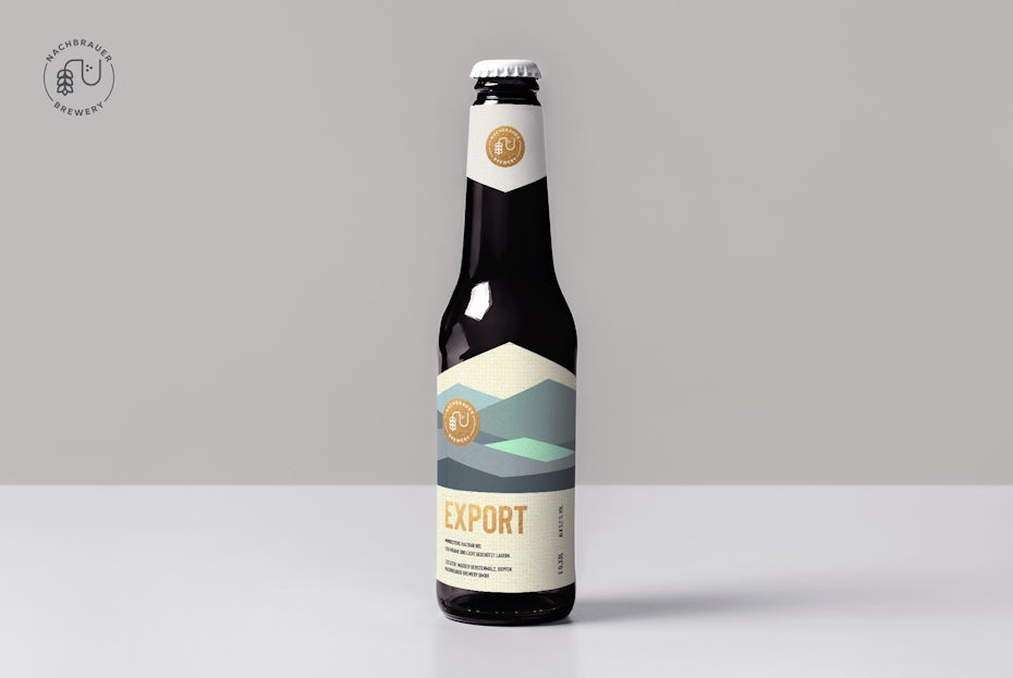 geometry packaging design trend: beer bottle label with abstract geometric mountains artwork