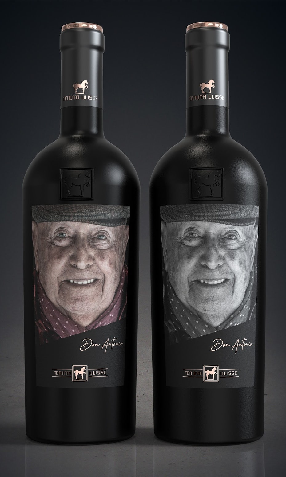 Wine label design with photo portrait