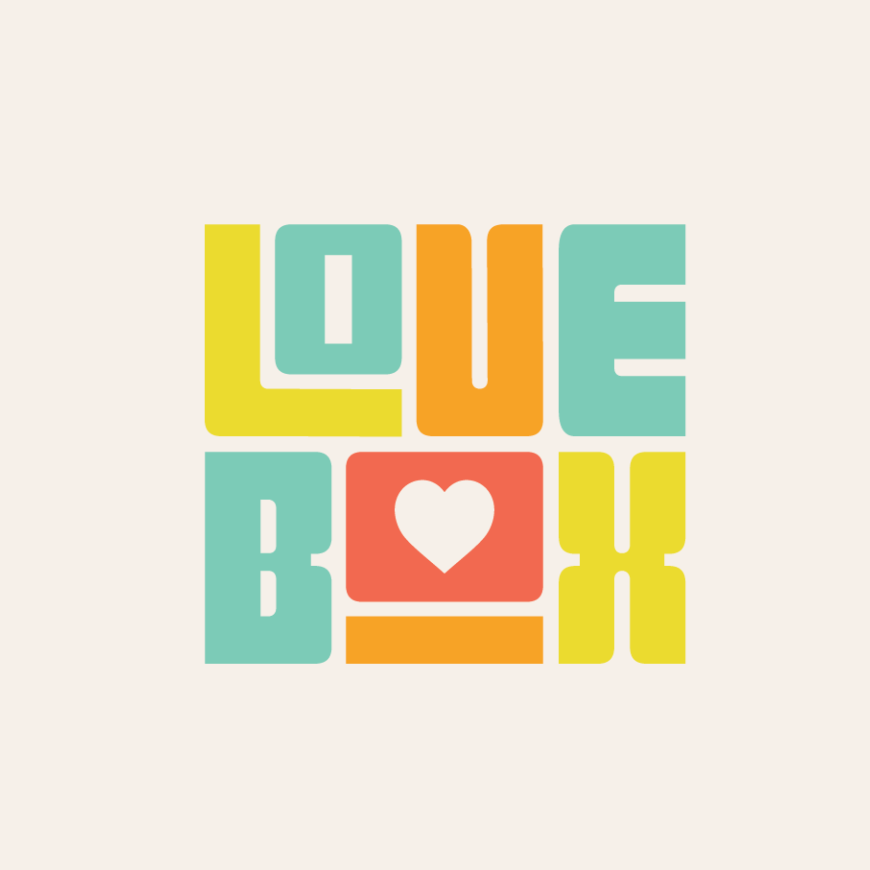 Hand-lettered colorful logo design with rounded block font