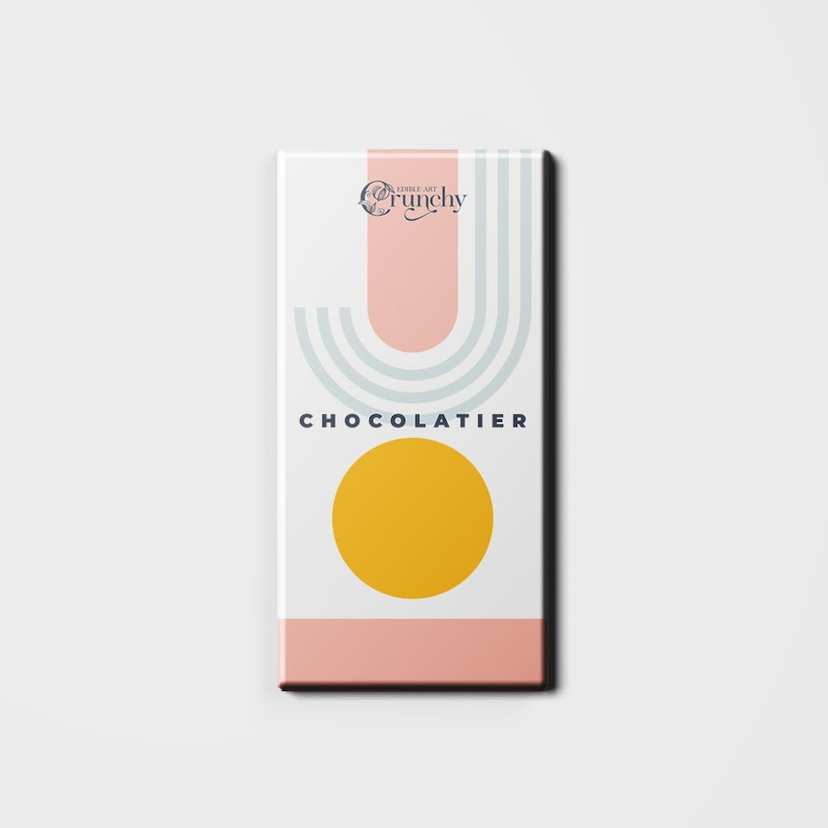 chocolate packaging design in a soft palette with abstract imagery